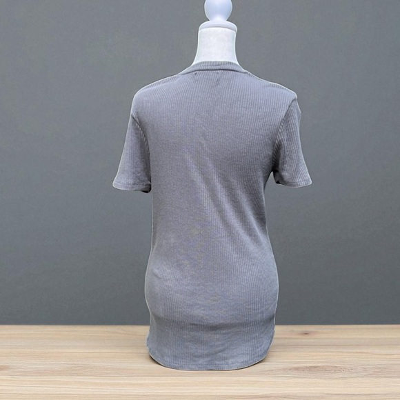 Zara Ribbed Crew Neck Top in Gray Size Medium - Picture 3 of 7